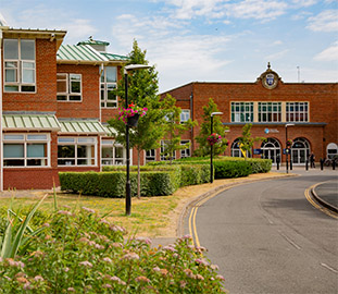 View of the front of the university