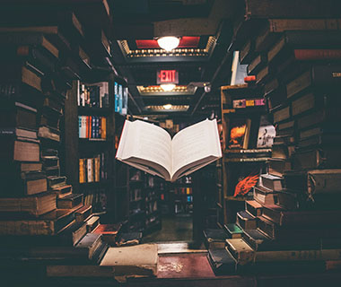 a book is displayed in a shop window