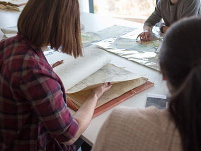 Students reading a book