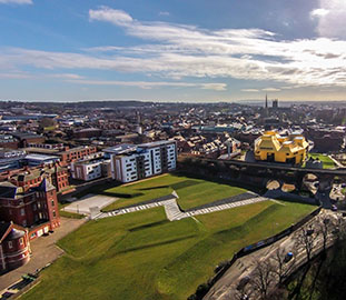 arial view of the grounds at the charles hastings building