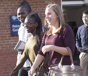 Students walking on campus